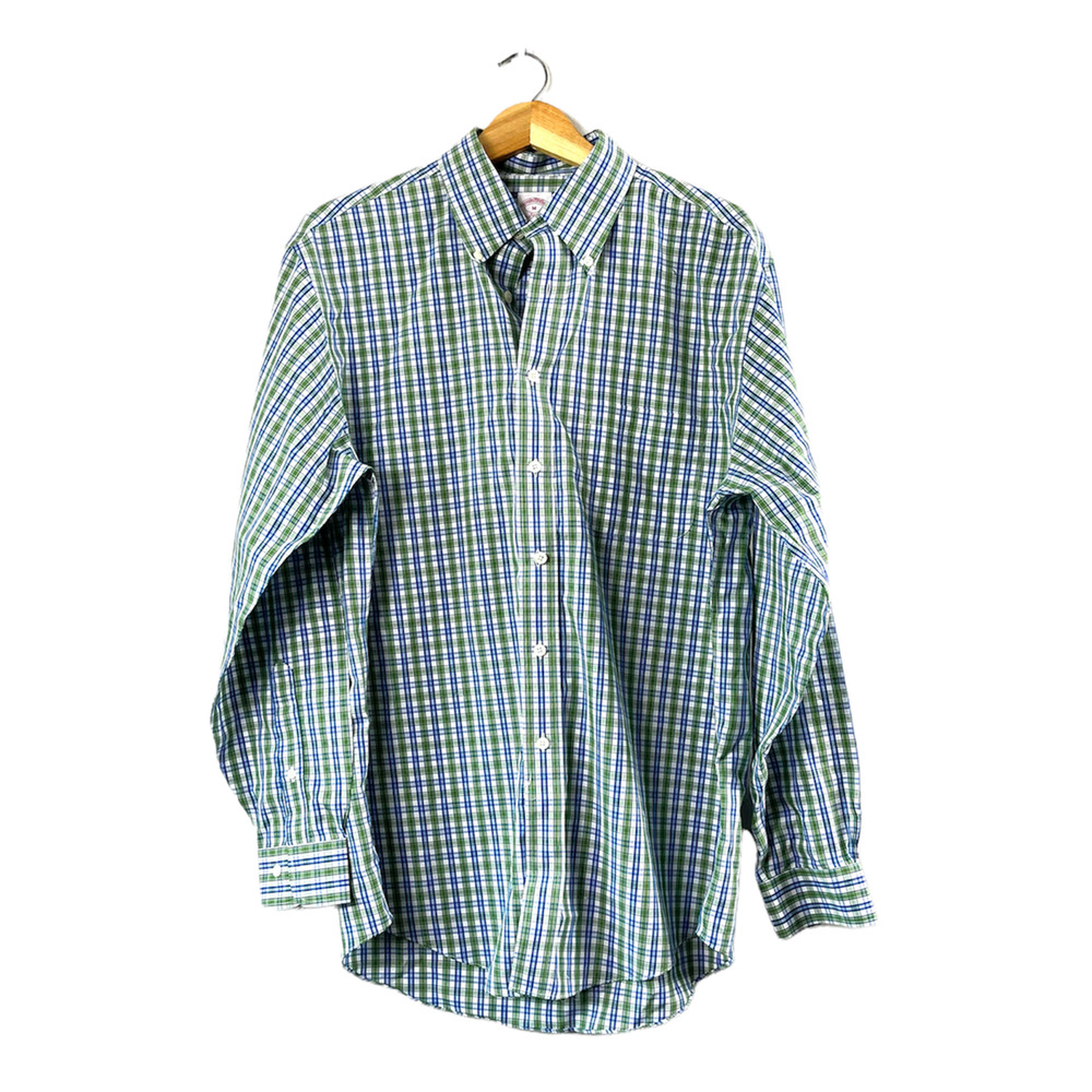 Green Plaid Men's Button Up Brooks Brothers Shirt M